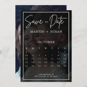 書モダンお洒落書オーバーレイ結婚写真 セーブザデート (正面/裏面)