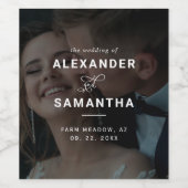 書モダンお洒落書オーバーレイ結婚写真 ワインラベル (シングルラベル)