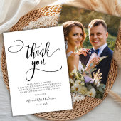 書モダンお洒落跡の写真結婚の サンキューカード