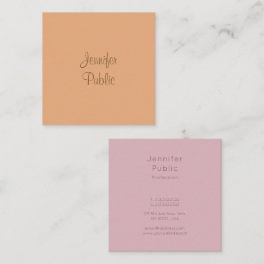 書モダンき込みスクリプト名エレガントテンプレート スクエア名刺 (正面/裏面)