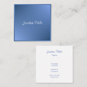 書モダンき込みスクリプト名ブルーテンプレート スクエア名刺 (正面/裏面)