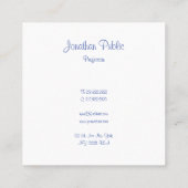 書モダンき込みスクリプト名ブルーテンプレート スクエア名刺 (裏面)