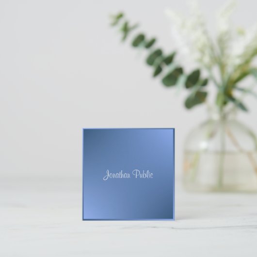 書モダンき込みスクリプト名ブルーテンプレート スクエア名刺 (スタンド正面)
