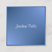 書モダンき込みスクリプト名ブルーテンプレート スクエア名刺 (正面)