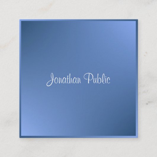 書モダンき込みスクリプト名ブルーテンプレート スクエア名刺 (正面)