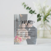 書モダンの暗い写真rsvp結婚's インビテーションポストカード (スタンド正面)