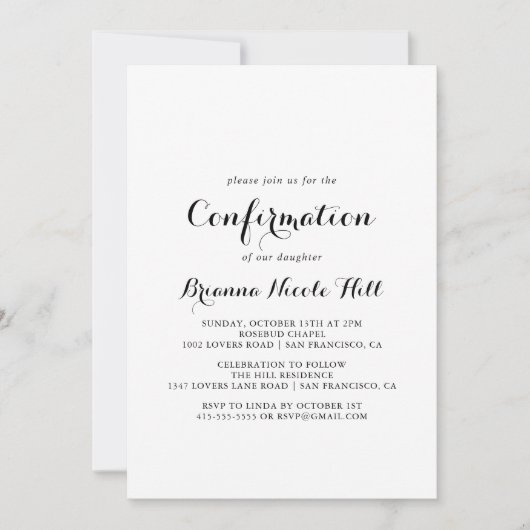 書モダンの確認 招待状 (正面)