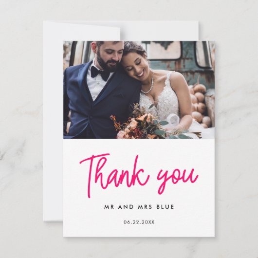 書モダンの結婚写真 サンキューカード (正面)