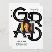 書モダンはっきりしたの卒業 招待状 (正面/裏面)