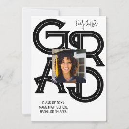 書モダンはっきりしたの卒業 招待状