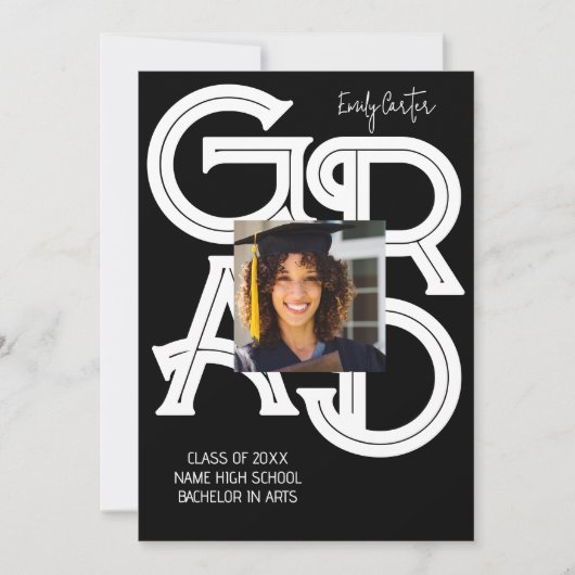 書モダンはっきりしたの卒業 招待状 (正面)