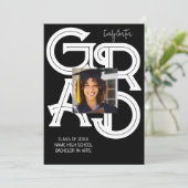 書モダンはっきりしたの卒業 招待状 (スタンド正面)