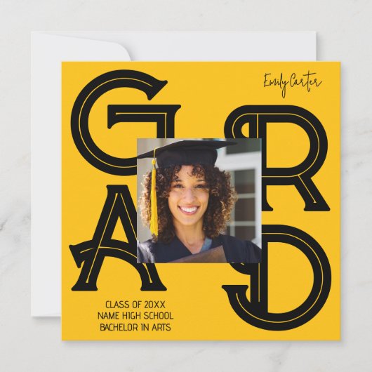 書モダンはっきりしたの卒業 招待状 (正面)