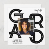 書モダンはっきりしたの卒業 招待状 (正面/裏面)