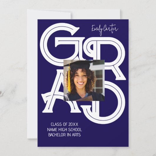 書モダンはっきりしたの卒業 招待状 (正面)