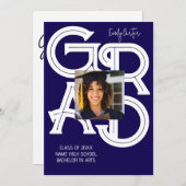 書モダンはっきりしたの卒業 招待状 (正面/裏面)