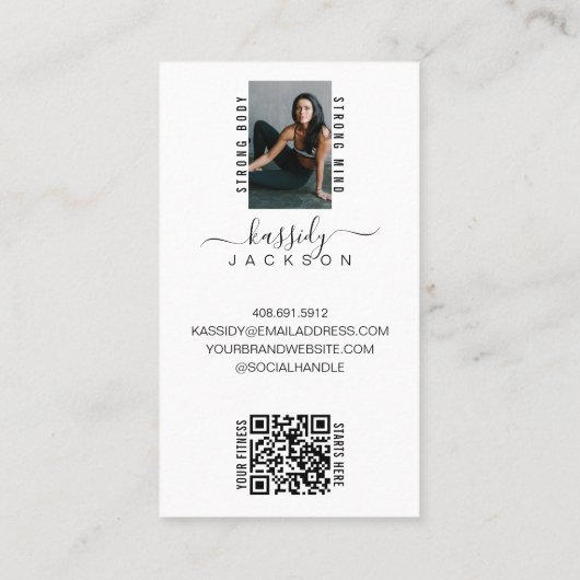 書モダンはっきりした字フィットネス写真QR 名刺 (裏面)