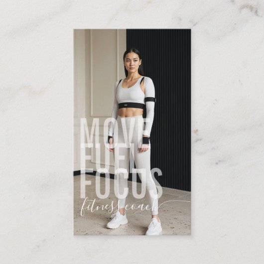 書モダンはっきりした字フィットネス写真QR 名刺 (正面)