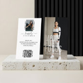 書モダンはっきりした字フィットネス写真QR 名刺