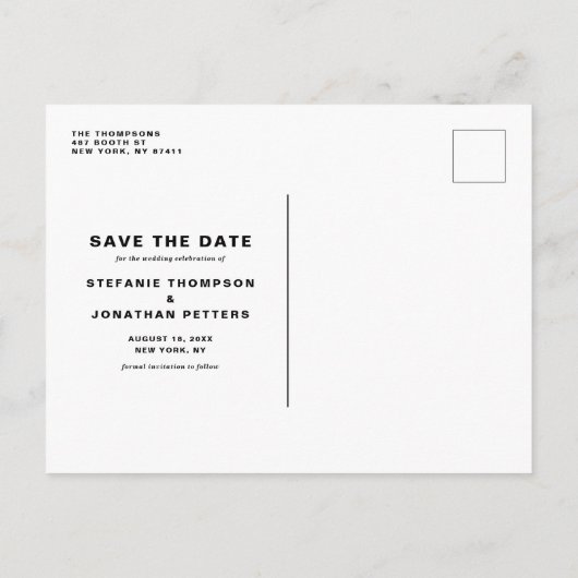 書モダンはっきりした書の写真の日付を保存 案内ポストカード (裏面)