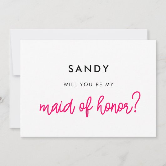 書モダンは私のメイド・オブ・オーナー(花嫁付き添い人) 招待状 (正面)