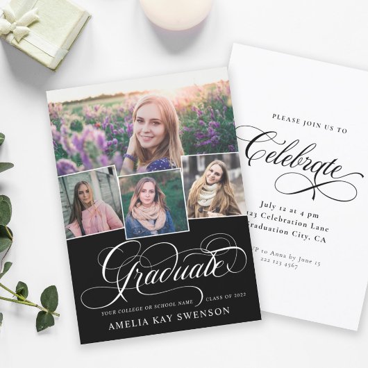 書モダンエレガントの卒業 招待状