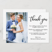 書モダンエレガント写の写真結婚の サンキューカード (正面/裏面)