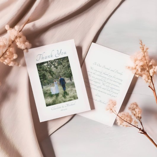 書モダンエレガント写の写真結婚の サンキューカード