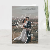書モダンエレガント字の台本8枚結婚写真 サンキューカード (正面)