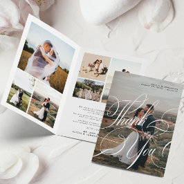 書モダンエレガント字の台本8枚結婚写真 サンキューカード