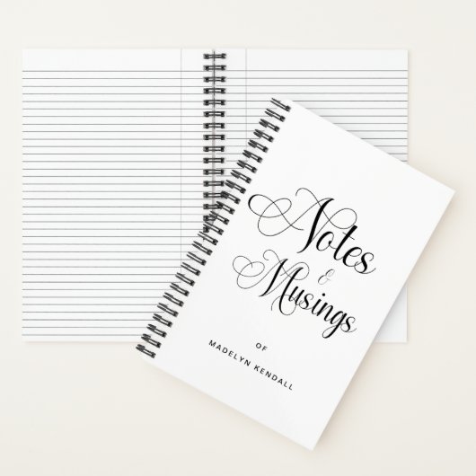 書モダンエレガント字の書パーソナライズされた跡 ノートブック (内側)