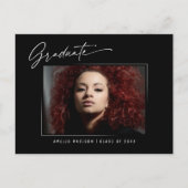 書モダンエレガント字インクスクリプトのグラッドフォト ポストカード (正面)