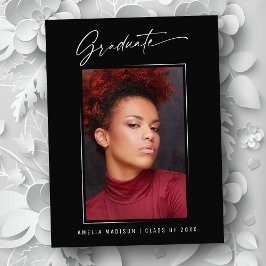 書モダンエレガント字インクスクリプトのグラッドフォト ポストカード