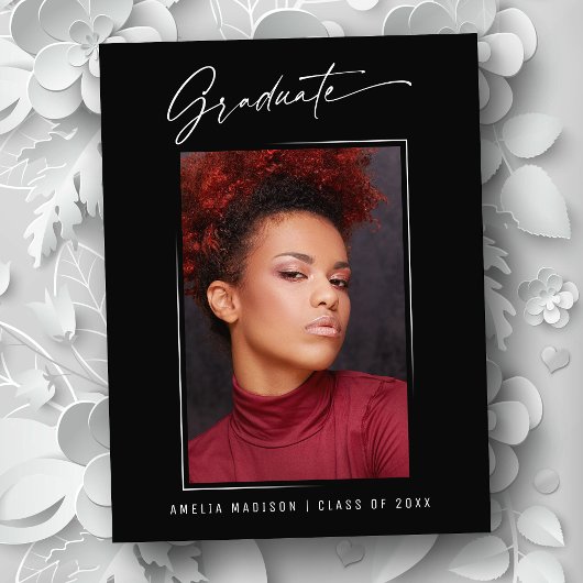 書モダンエレガント字インクスクリプトのグラッドフォト ポストカード