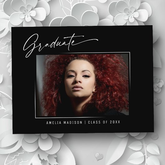 書モダンエレガント字インクスクリプトのグラッドフォト ポストカード