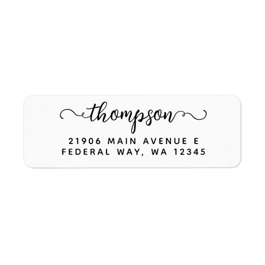 書モダンエレガント字スクリプトの姓ラベル ラベル (正面)