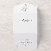 書モダンエレガント字バラ金ゴールドハート結婚の オールインワン招待状 (外側)