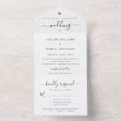 書モダンエレガント字バラ金ゴールドハート結婚の オールインワン招待状 (内側)