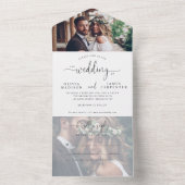 書モダンエレガント字2写真結婚の オールインワン招待状 (内側)