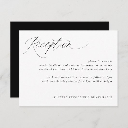 書モダンエレガント式ウェディングレセプションカード エンクロージャーカード (正面/裏面)