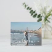 書モダンエレガント書は日付を保存結婚する ポストカード (スタンド正面)