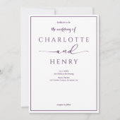 書モダンエレガント書スクリプ結婚ル 招待状 (正面)