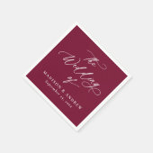 書モダンエレガント書ブルグンディ結婚ズ スタンダードカクテルナプキン (角)