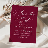 書モダンエレガント書ブルグンディ結婚ズ セーブザデート