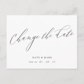 書モダンエレガント書結婚の日付の変更 ポストカード (正面)