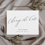 書モダンエレガント書結婚の日付の変更 ポストカード<br><div class="desc">黒白カスタム書結婚デザインを使用した日モダン付きエレガントはがきデザイン。</div>