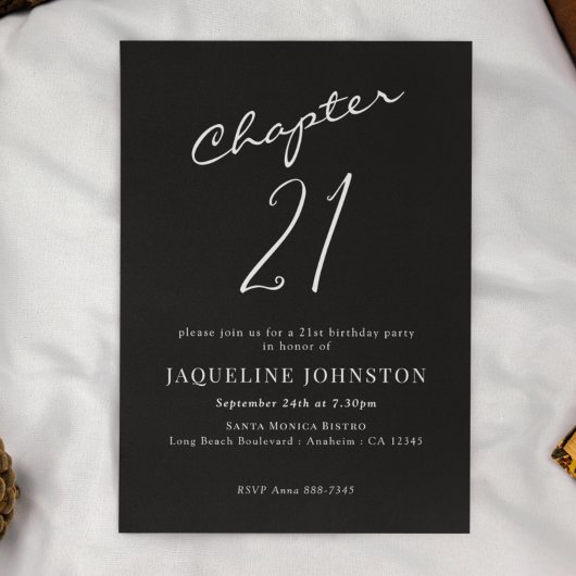 書モダンエレガント書21歳の誕生日 招待状