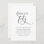 書モダンエレガント書40歳の誕生日 招待状 (正面/裏面)