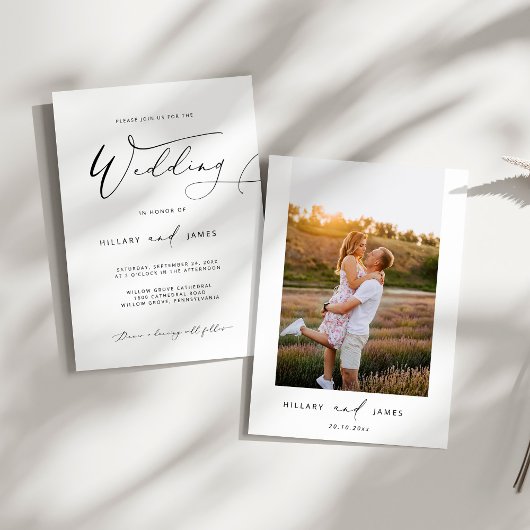 書モダンエレガント結婚式招待状 招待状