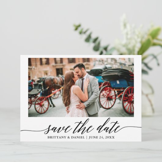 書モダンエレガント跡の写真の保存日付 セーブザデート (スタンド正面)